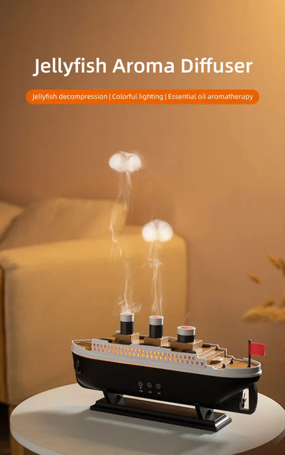 Retro Ship Air Humidifier Ultrasonic Aromatherapy Diffusers Mist Maker Fragrance Essential Oil Aroma Difusor Remote control