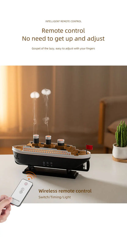 Retro Ship Air Humidifier Ultrasonic Aromatherapy Diffusers Mist Maker Fragrance Essential Oil Aroma Difusor Remote control