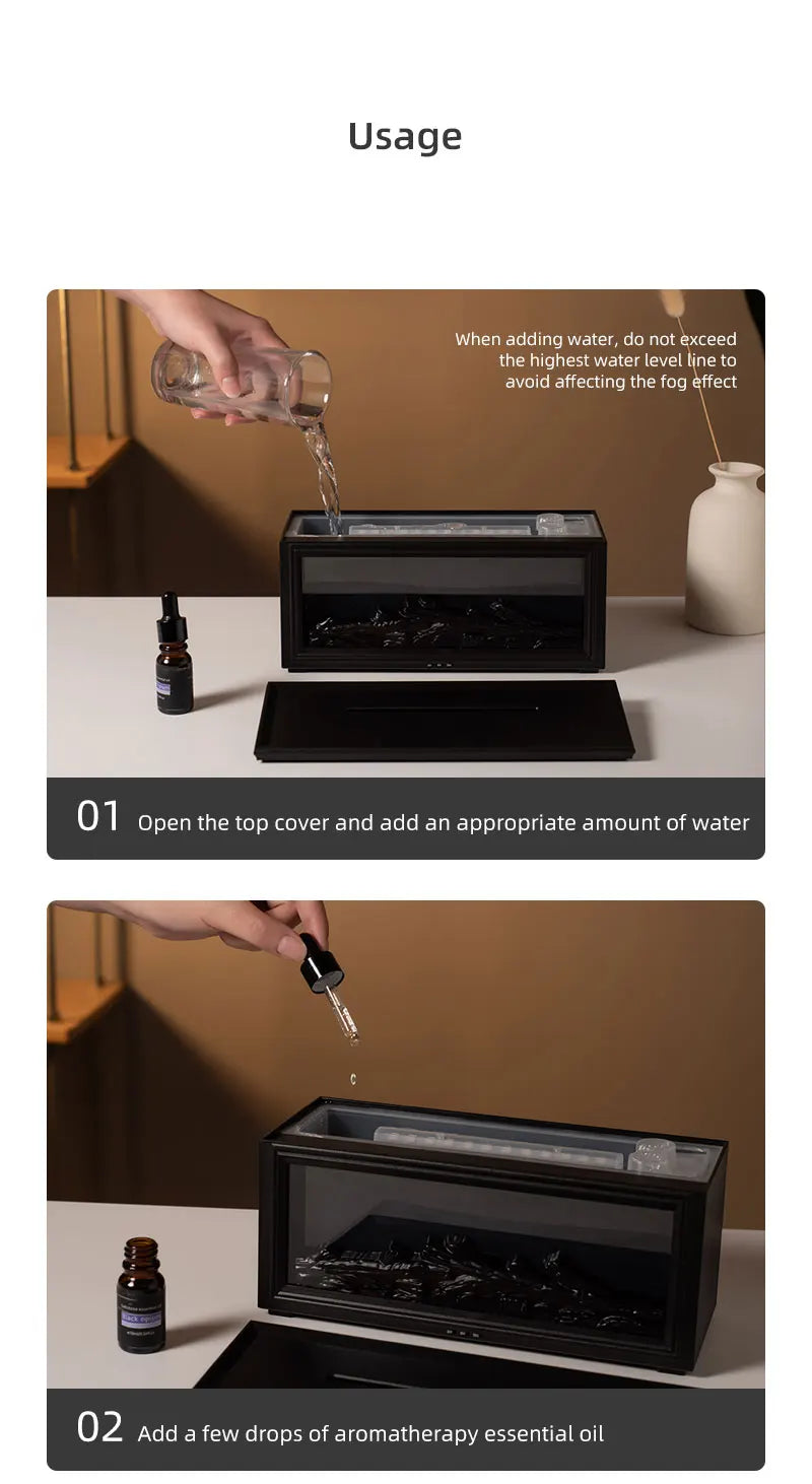 Fireplace Flame Aroma Diffuser & Humidifier with Remote Control