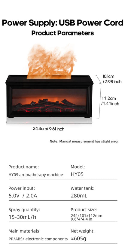 Fireplace Flame Aroma Diffuser & Humidifier with Remote Control