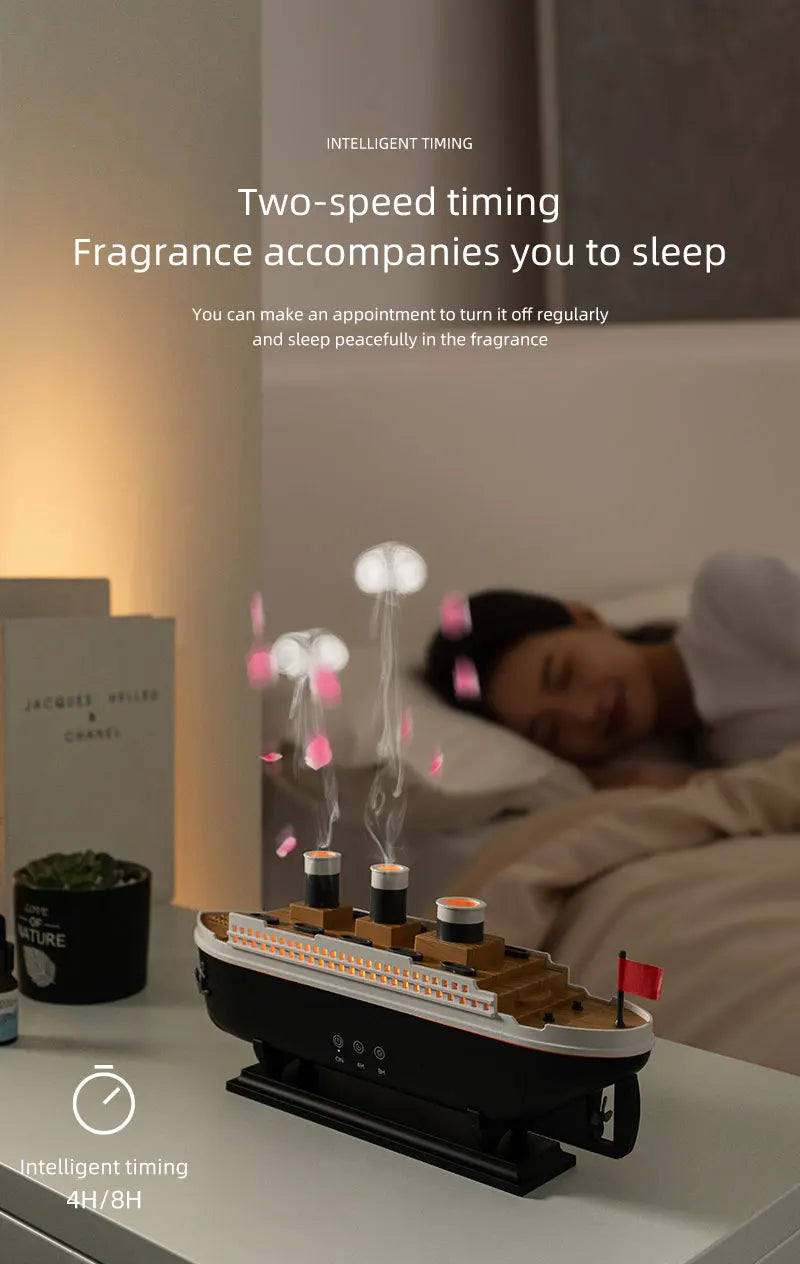 Retro Ship Air Humidifier Ultrasonic Aromatherapy Diffusers Mist Maker Fragrance Essential Oil Aroma Difusor Remote control