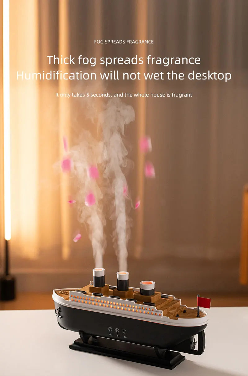 Retro Ship Air Humidifier Ultrasonic Aromatherapy Diffusers Mist Maker Fragrance Essential Oil Aroma Difusor Remote control
