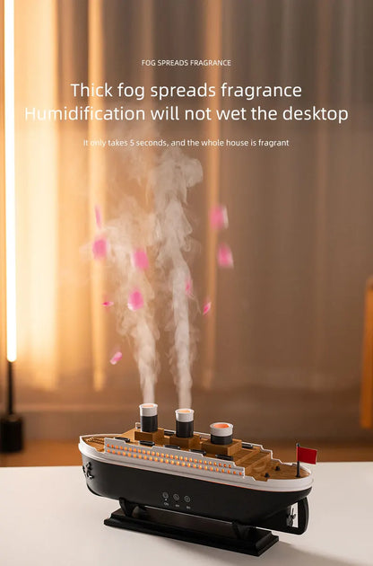 Retro Ship Air Humidifier Ultrasonic Aromatherapy Diffusers Mist Maker Fragrance Essential Oil Aroma Difusor Remote control