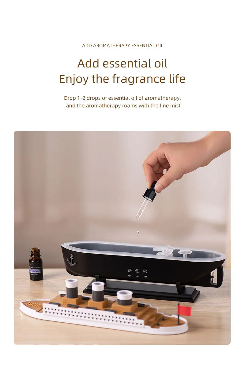 Retro Ship Air Humidifier Ultrasonic Aromatherapy Diffusers Mist Maker Fragrance Essential Oil Aroma Difusor Remote control