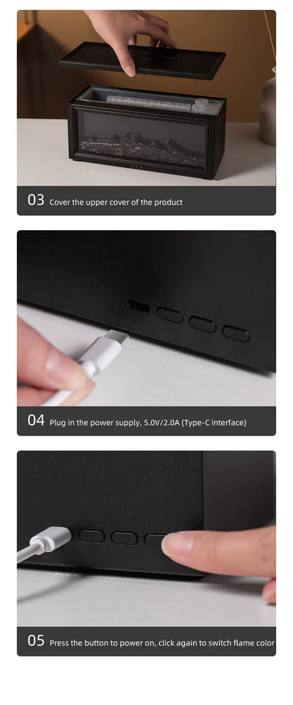 Fireplace Flame Aroma Diffuser & Humidifier with Remote Control