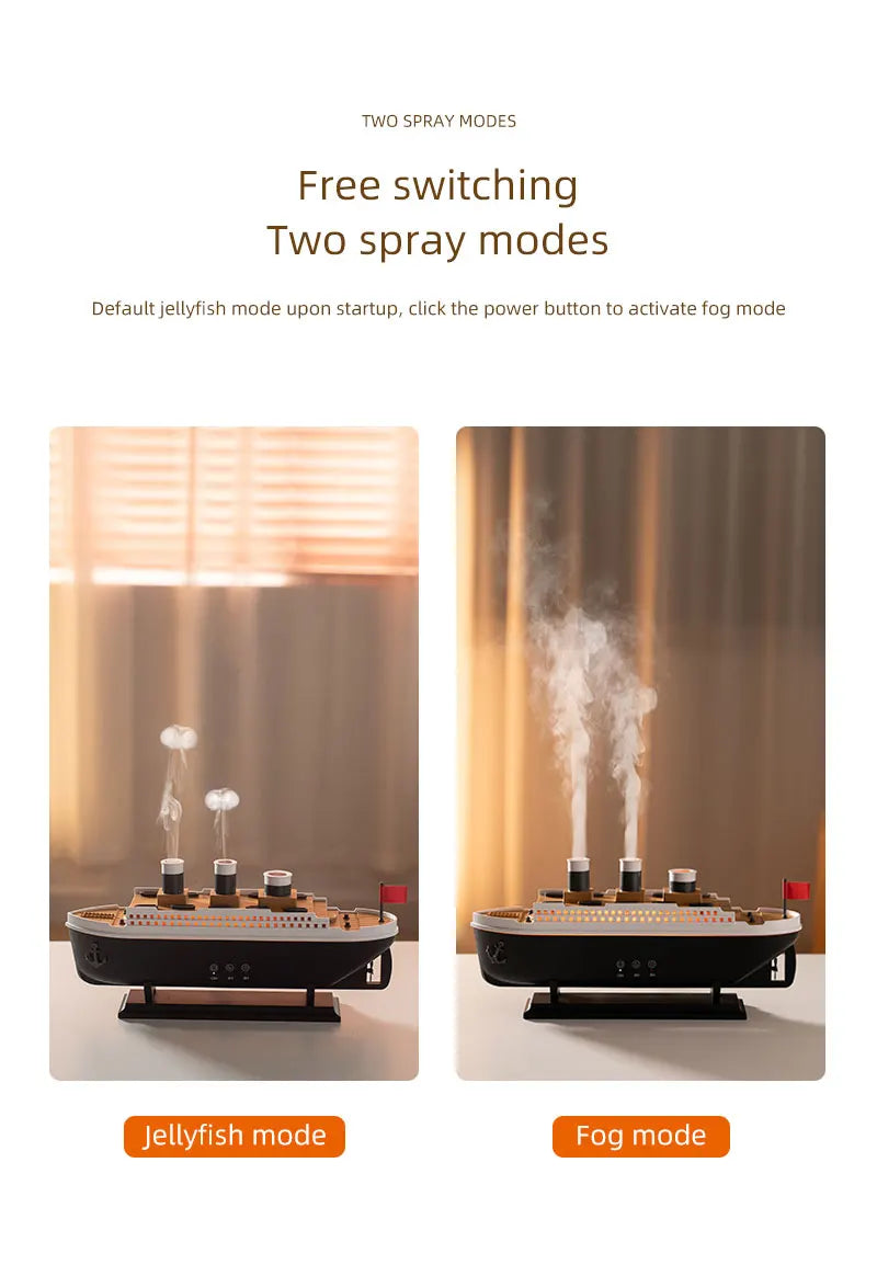 Retro Ship Air Humidifier Ultrasonic Aromatherapy Diffusers Mist Maker Fragrance Essential Oil Aroma Difusor Remote control