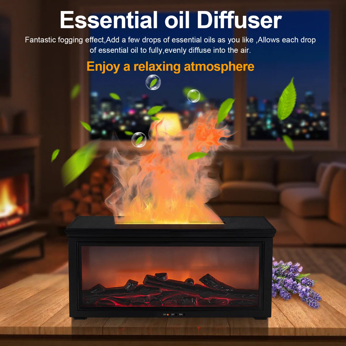 Fireplace Flame Aroma Diffuser & Humidifier with Remote Control